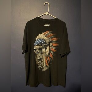 Liquid Blue Native American Skull Grunge T-Shirt Size XXL